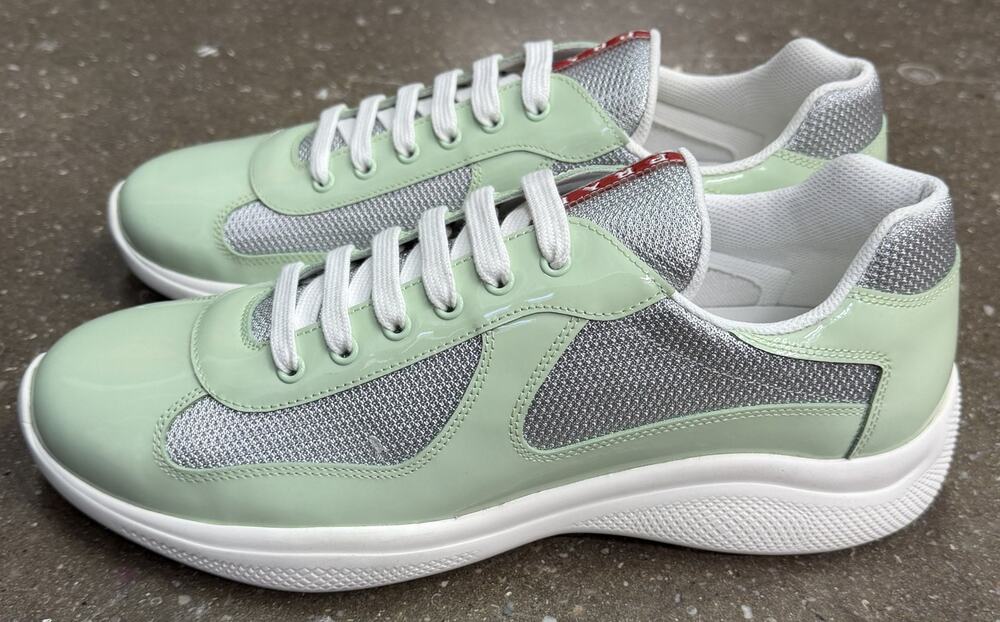 Prada Americas Cup Patent Leather Green Sneakers